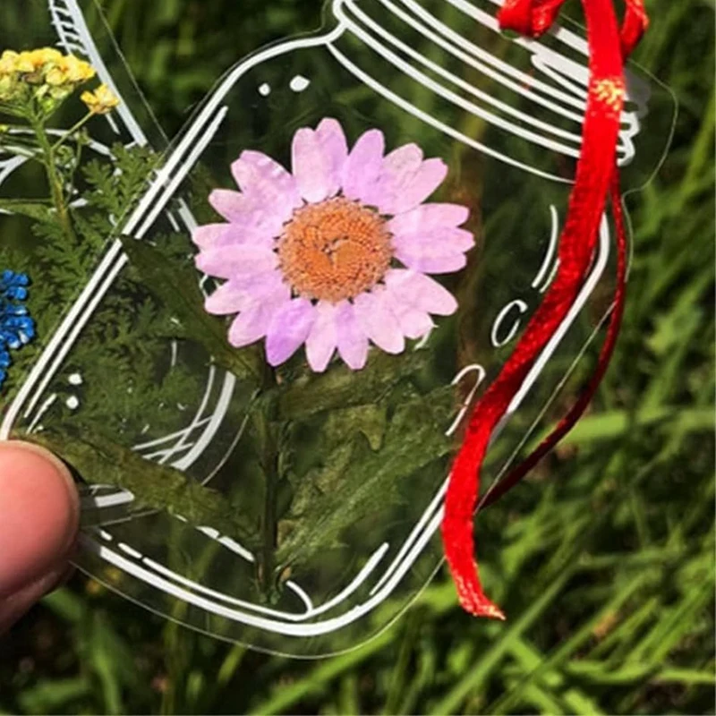 120Pcs Transparent Dried Flower Bookmarks, Handmade DIY Pressed Flowers Bookmark, Clear Flower Page Clips Bookmarks Diy