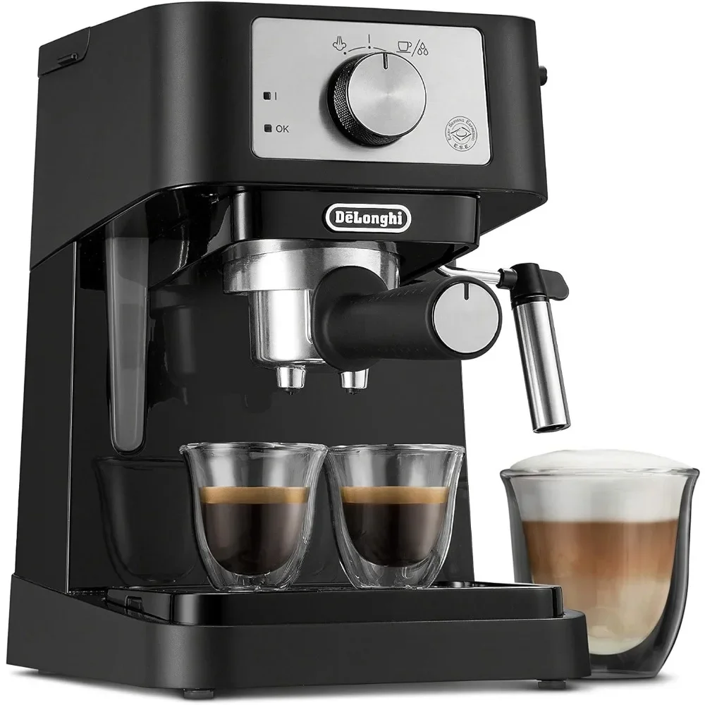 Manual Espresso Machine, Latte & Cappuccino Maker, 15 Bar Pump Pressure + Milk Frothier Steam Wand, Coffee Maker