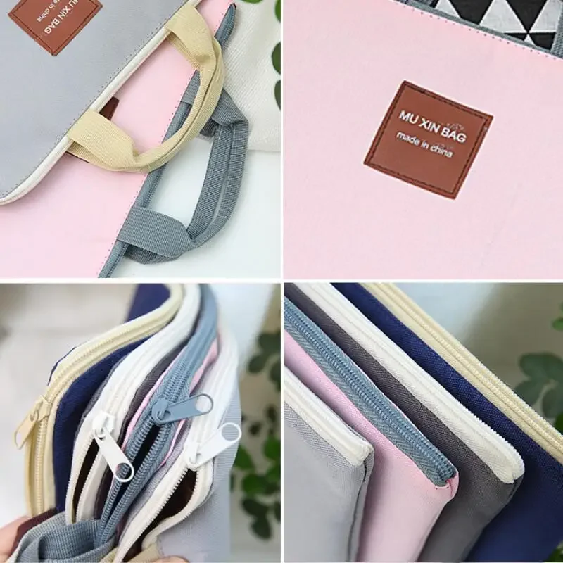 Borsa per laptop alla moda con cerniera Borsa per documenti A4 multistrato in tela Borsa per documenti ufficiale in tessuto di nylon