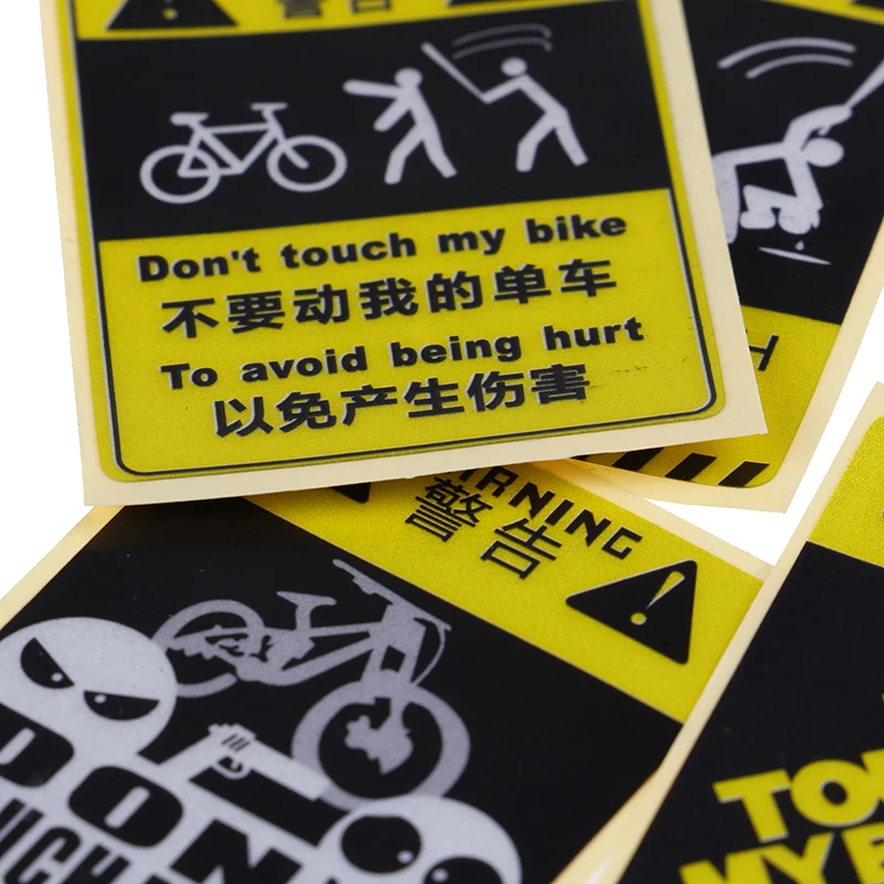 No toca mi bicicleta, pegatina de advertencia decorativa para bicicleta, calcomanía impermeable, advertencia reflectante amarilla para bicicleta