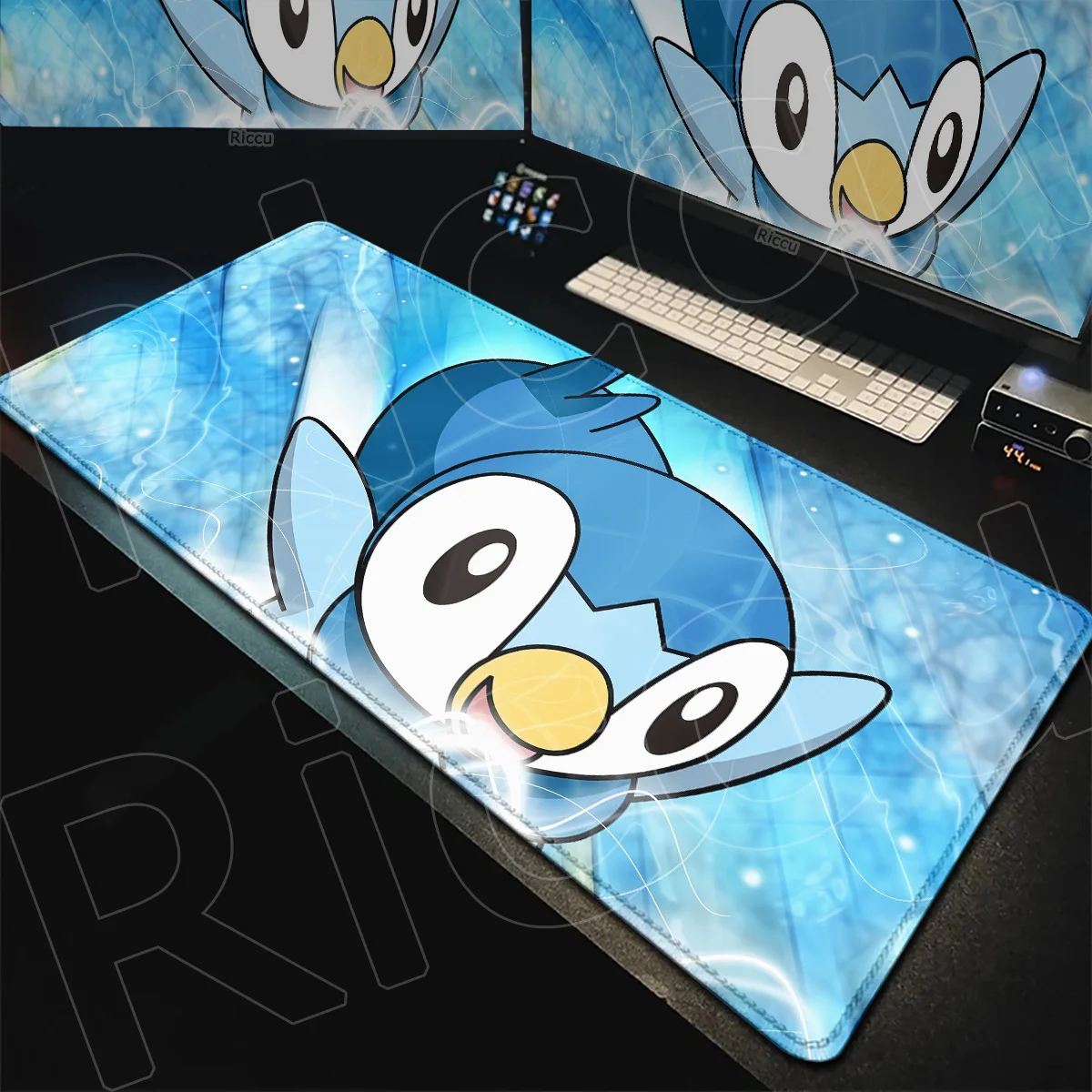 Antypoślizgowa gumowa podkładka pod klawiaturę laptopa dla graczy e-sportowych P-Pokemon Piplup Duża podkładka pod mysz do biura Anime Dywanik na biurko 900x400mm — zdjęcie produktu 3