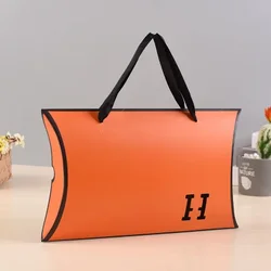 10pcs Orange Pillow Wedding Party Favor Paper Gift Box Candy Boxes Supply Accessories Favour Kraft Paper Gift Boxes