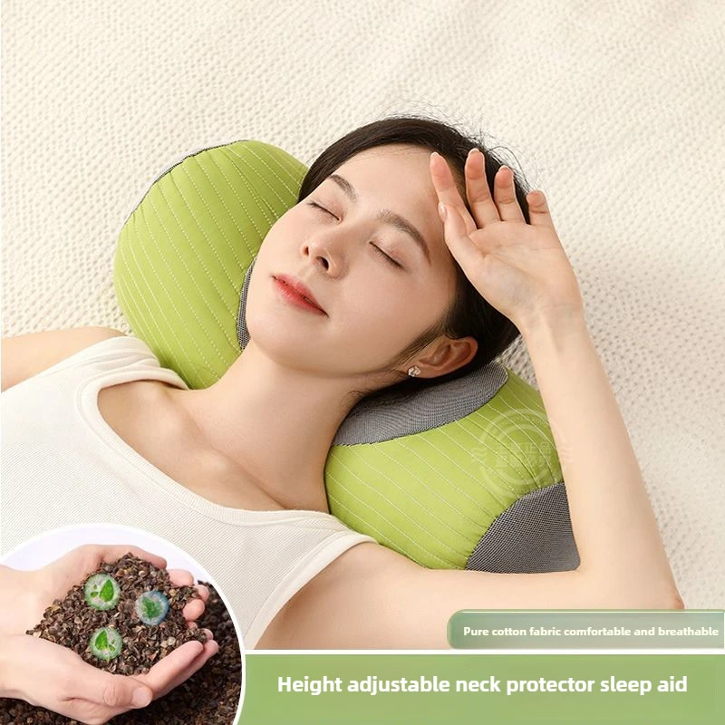 وسادة رقبة للحنطة السوداء لحماية الرقبة أثناء النوم مع تصحيح انحناء مستقيم، أسطوانة بذور كاسيا، وسادة قابلة للإزالة وقابلة للغسل #2