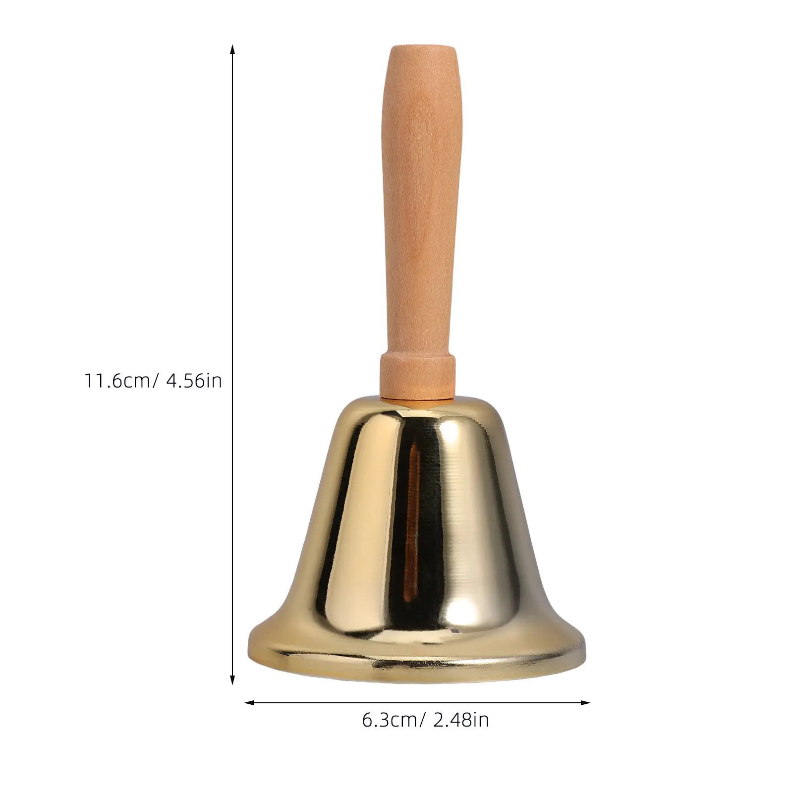 Metal Hand Bell Wooden Handle Loud Clear Ring Dinner Bell for Attention Elderly Care Classroom Teacher Wedding