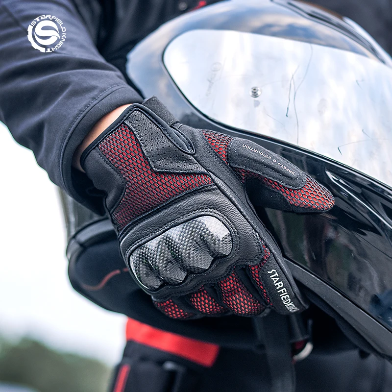 SFK Motorcyle Gloves Carbon Fiber Protection Full Finger Riding Gears Summer Mesh Breathable Antiskid Wear-resistan Touch Screen