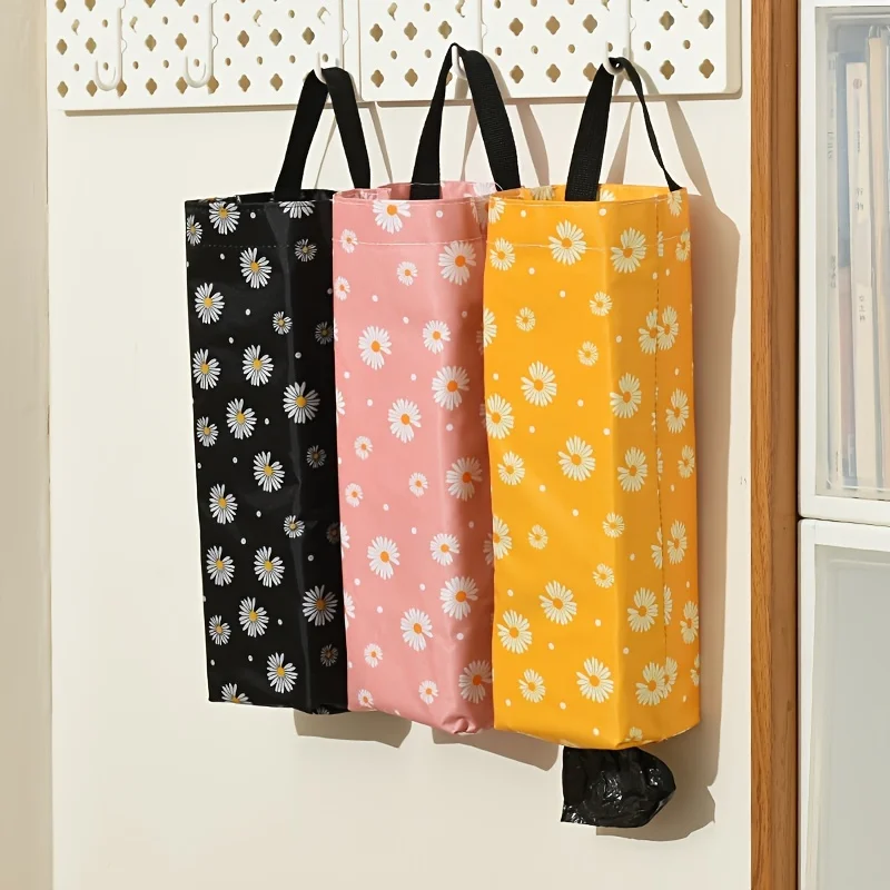 1pc Polyester Folding Garbage Bags Hanging Storage Bag Trash Bags Holder Organizer Recycling Grocery Pocket Containers for Home