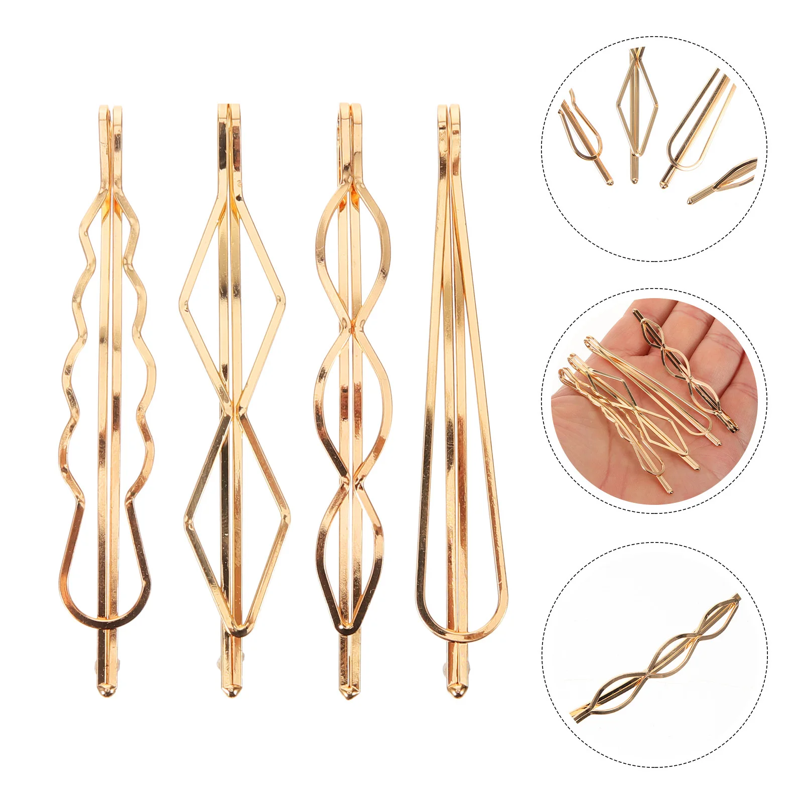 

1Pack Five Different Types Flower Style Barrettes Dainty Hair Clips Alloy Metal Party Wedding Accessories Gold