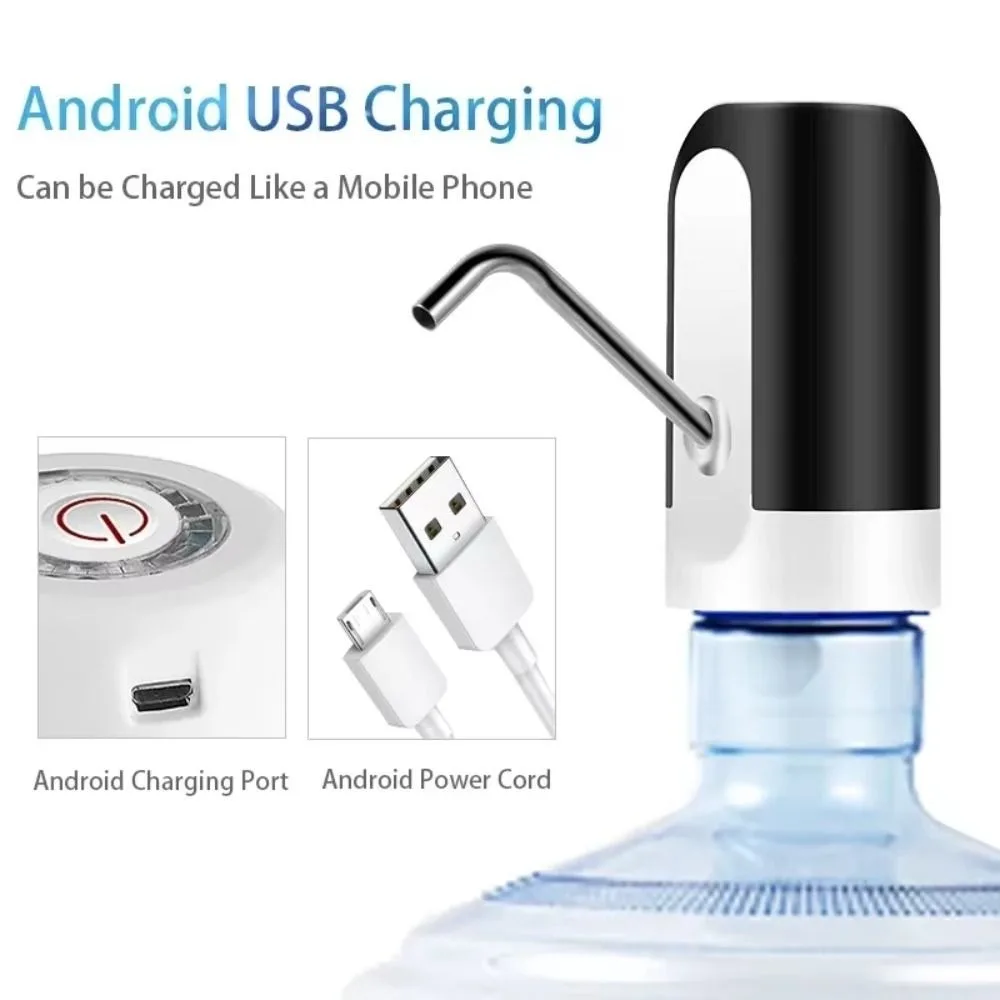 Barreled Water Bottle Pump One-button Switch With Extension Hose Electric Water Dispenser Automatic USB Rechargeable