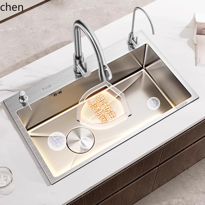 HXL Left Drain Stainless Steel Kitchen Sink Vegetable Washing Basin Dishwashing Sink Basin