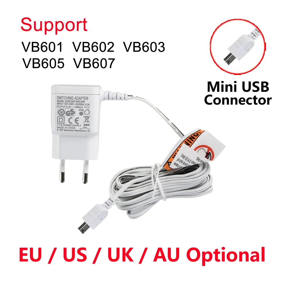 Original Power Adapter Charger Mini USB Connector For Baby Monitor VB601 VB603 BM603 VB605 Baby Nanny Camera DC 5V 1000mA