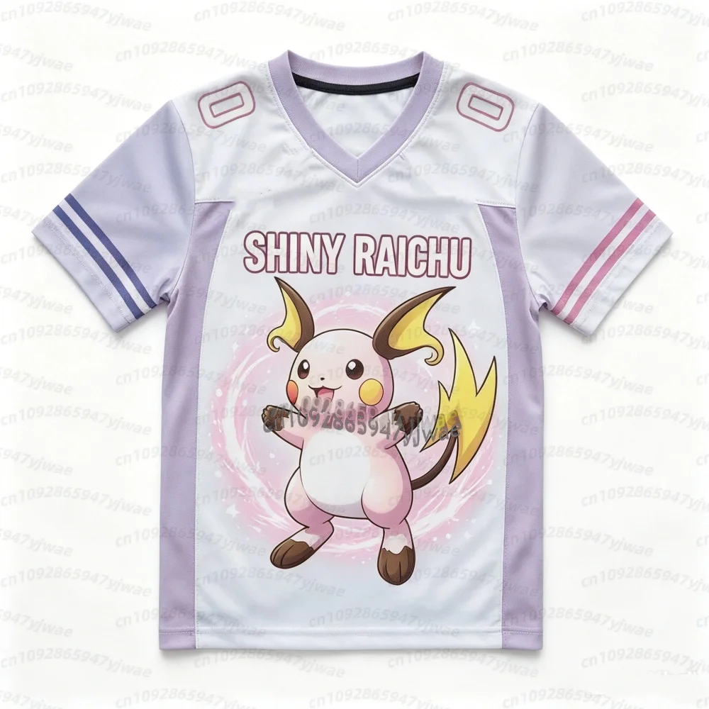 2026 Herren Anime Pokémon Pikachu Print Fußballtrikots Cartoon Kurzarm Sport T-Shirt Cosplay Tops Kinder Damen Herren T-Shirt – Detail 7