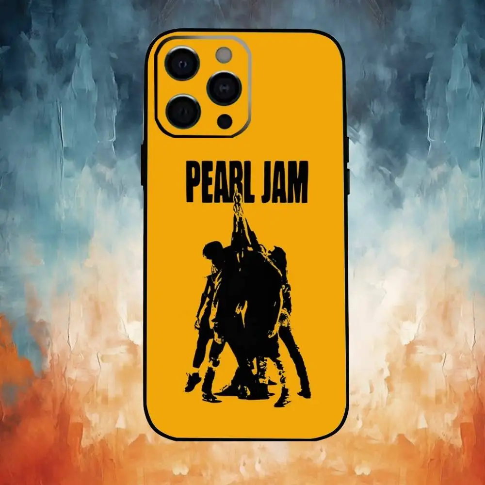 Custodia per telefono Band P-Pearl J-Jam per iPhone17,16,15,14,13,12,11 Plus,Pro Max Cover nera morbida