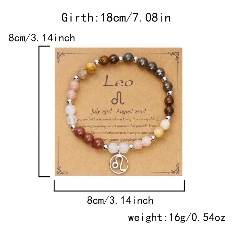 Minimalist Colorful Natural Stone Beaded Bracelets for Women Men Fashion Handmade 12 Constellation Zodiac Sign Bracelets Jewelry