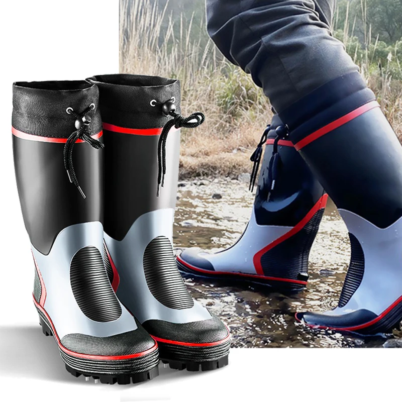 Waterproof Fishing Boots for Men, Non-Slip Steel Nails, Outdoor Rubber, Wear Resistant, Anti Slippery Shoes, Sea Reef, 30