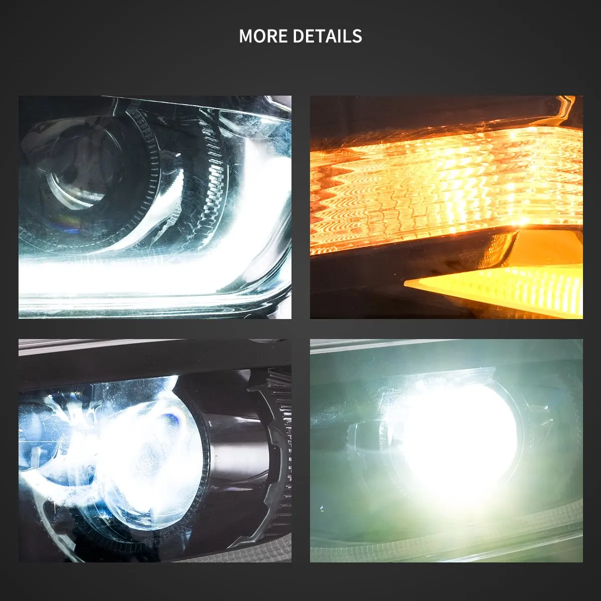 VLAND 2016-2018 Camaro & 19-2024 Camaro ZL1 LED Dual Beam Projector Headlights Black Housing Headlamp Assembly