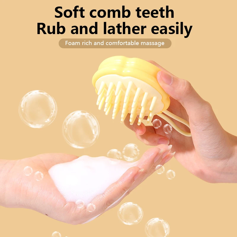 花柄のシリコンシャンプーブラシ,頭皮マッサージコーム,洗髪,ボディマッサージ,シャワーブラシ,美容院ツール
