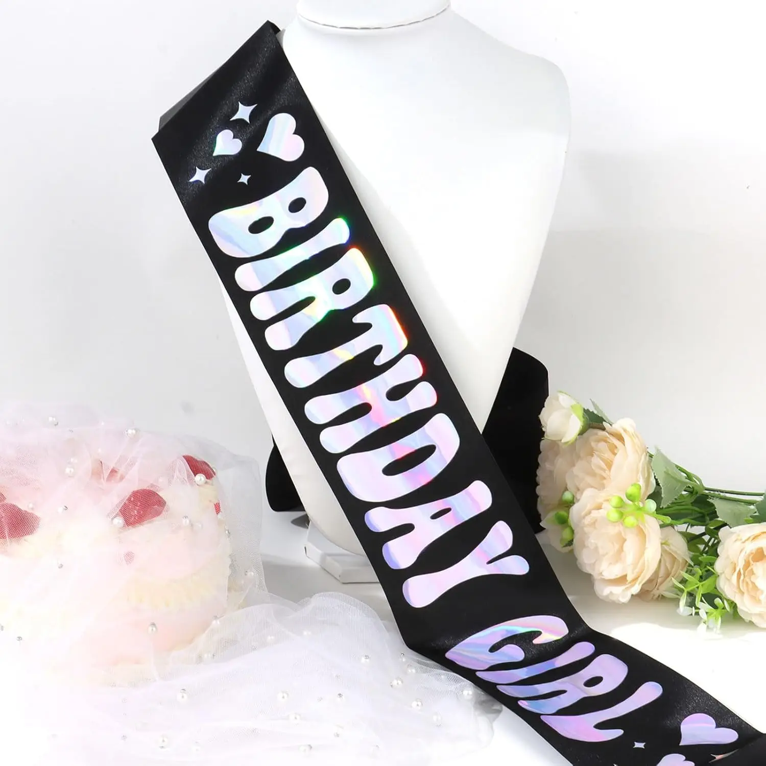 Geburtstagskönigin-Schleife, Geburtstagsschleife mit schillernder Folie, Happy Birthday-Dekorationen für Geburtstagsfeier-Dekoration für Frauen und Mädchen – Detail 8