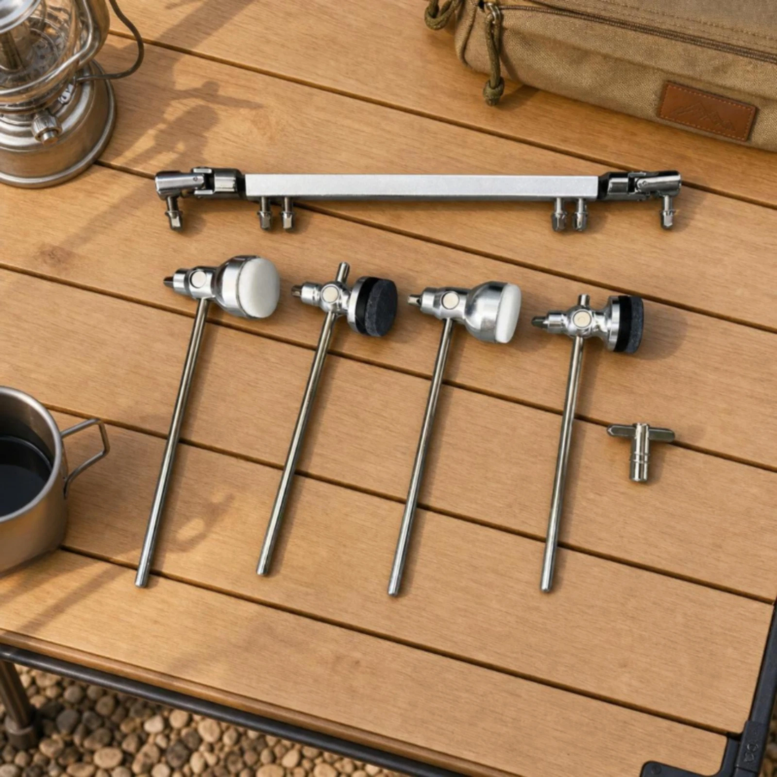 Double Bass Drum Pedal Connecting Rod Adjustable Bass Drum Pedal Link with Beaters Drive Shaft Long-Lasting Connecting Rod Shiny
