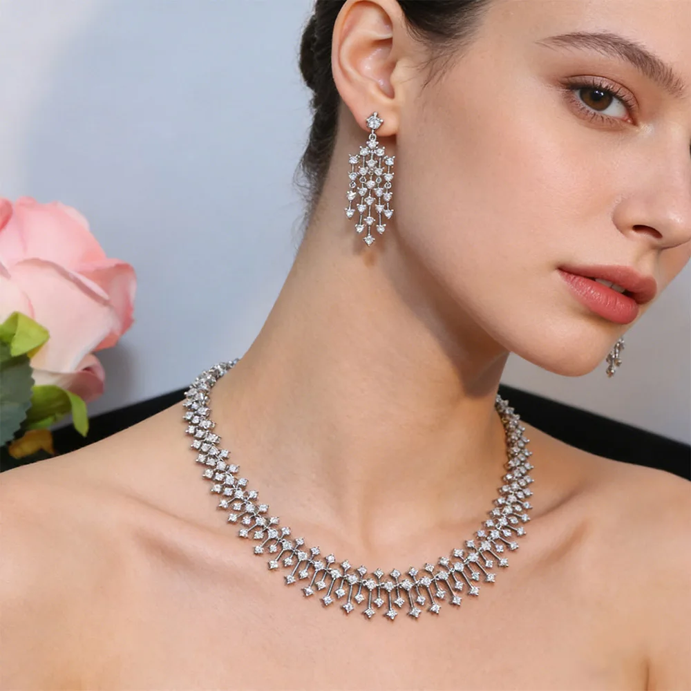 EIRALEE Fashion CZ Bride Indian Jewelry Set for Women Water Drop Wedding Design Choker Necklace Girlfriend birthday