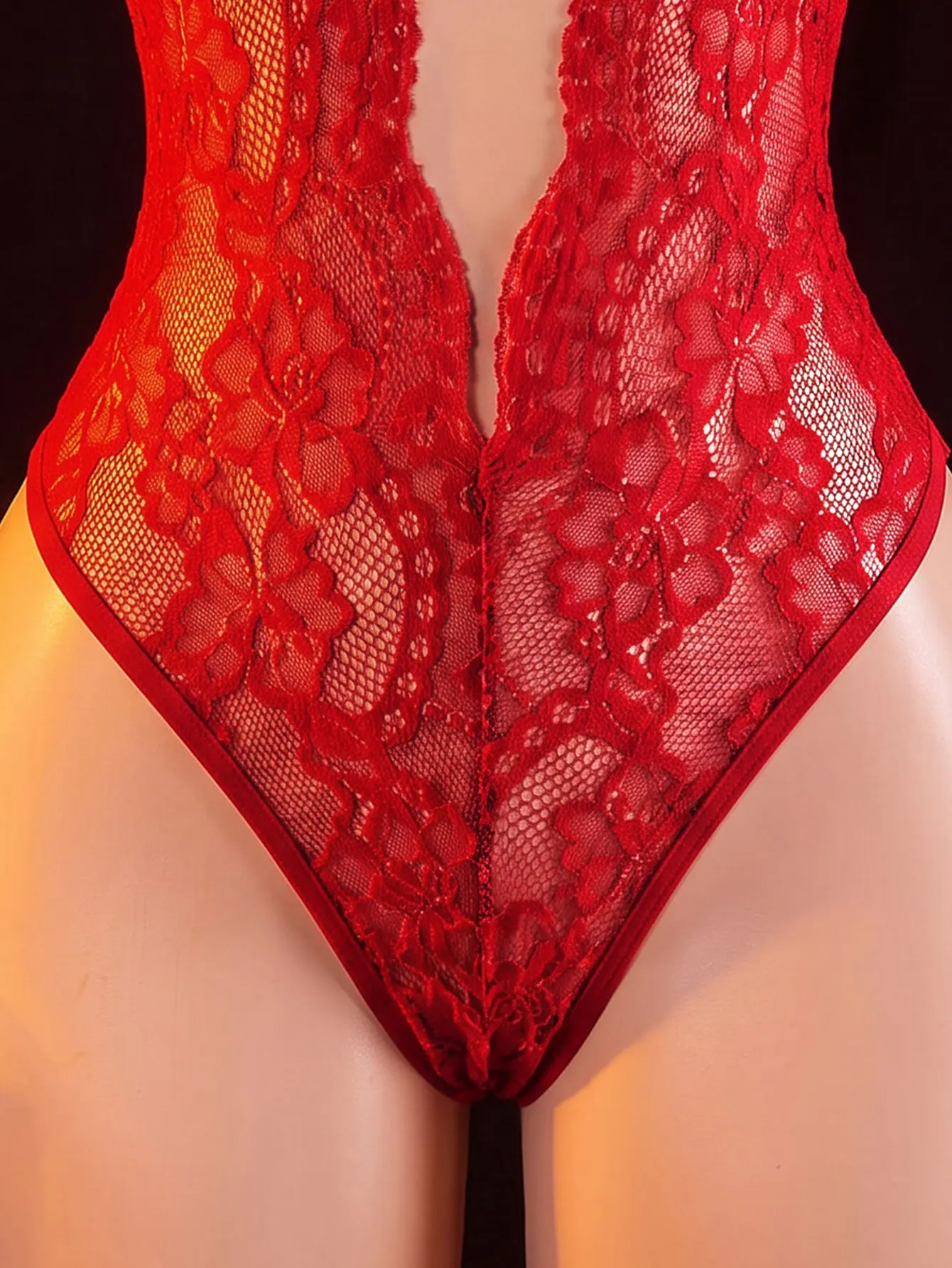 Sexy Women's Underwear Exotic Backless Lace Bodysuit Transparent Hollow Erotic Lingerie view 4