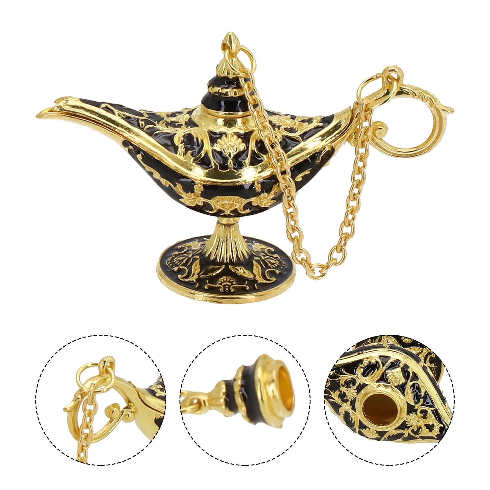 12cm Classic Hollow Legend Aladdin Genie Lamp Incense Burners Magic-Genie Wishing Lamp Home Festivals Decor Gift