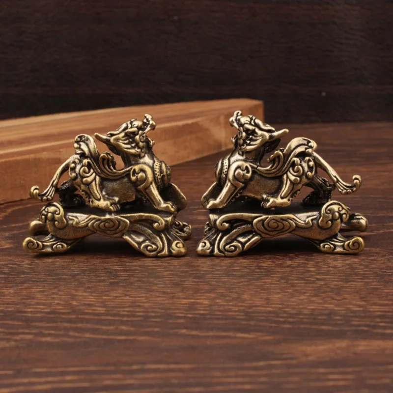 1/2 Piece Smooth Sailing Retro Pure Brass Male and Female Pixiu Shop Opening Shou Cai Home Decoration