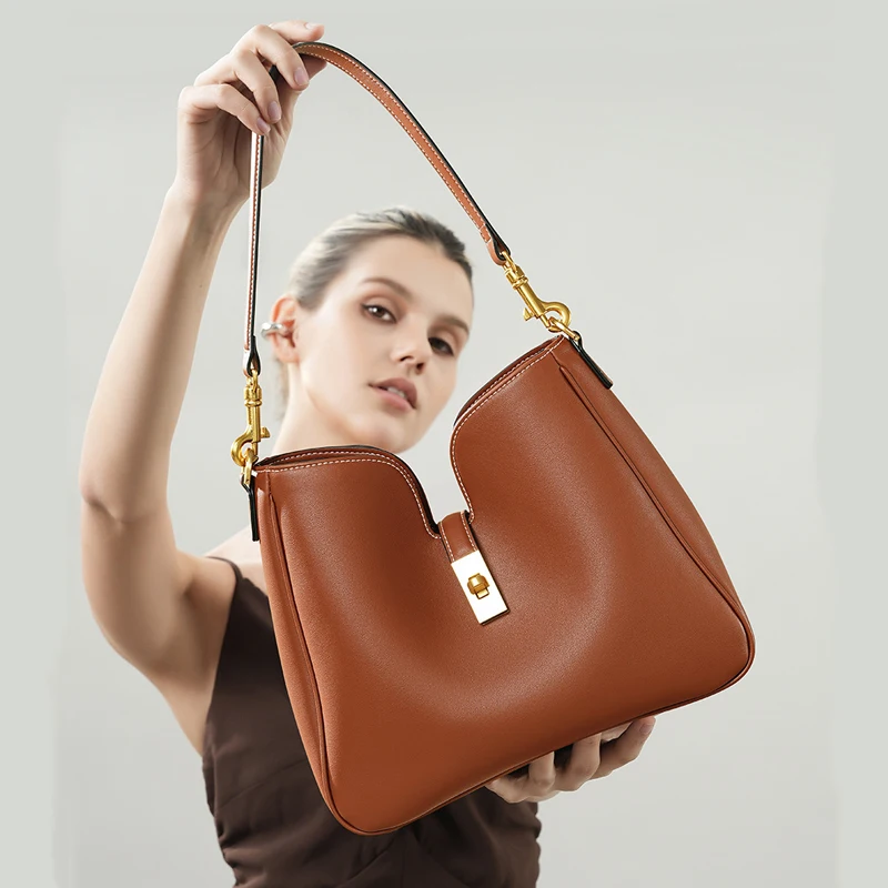 

Women's Tote Commuter Large Capacity Shoulder Bags Ladies Cow Split Leather Crossbody Bag Female Soft Cowhide Retro Handbags New