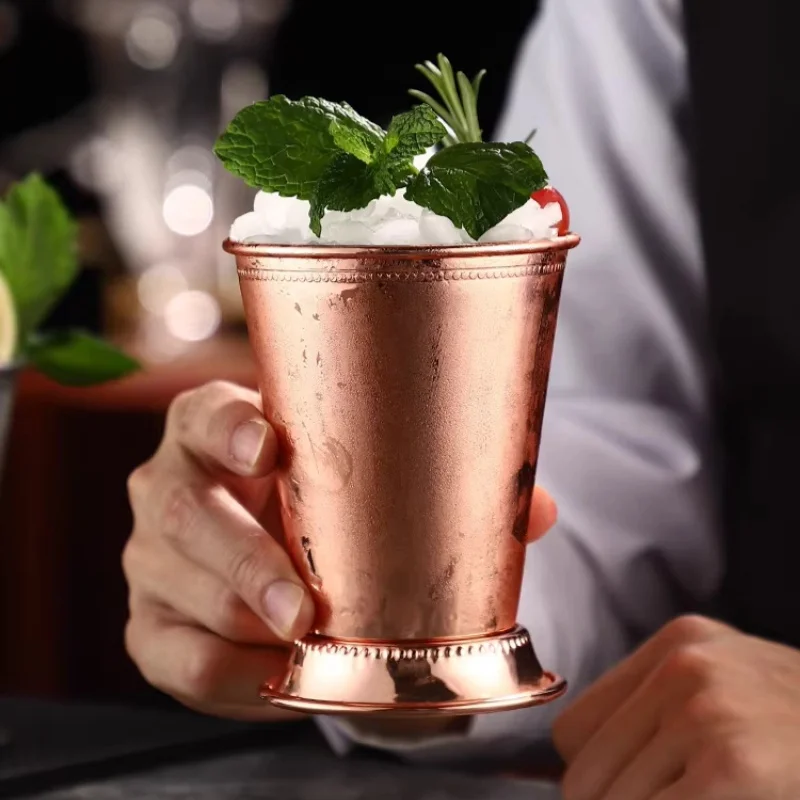 JUSTINLAU 350ml Mint Julep Cup Stainless Steel Cocktail Cup Rolled‑rim Mojito Metal Cup for Cocktails and Whiskey Mixed Drinks view 2