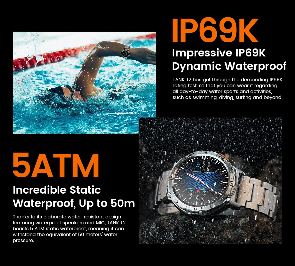 2025Original KOSPET TANK T2 Smartwatches für Herrenuhren AMOLED AOD Smartwatch Bluetooth Anruf Elektronische Herren-Smartwatch – Detail 9