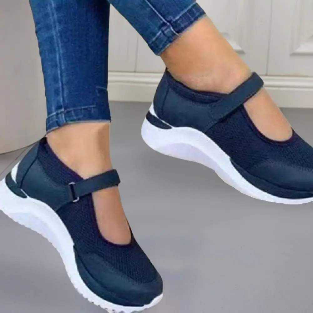 1 Pair Comfortable Women Shoes  Fastener Tape Footwear Sport Shoes  Mesh Wedge Sports Shoes