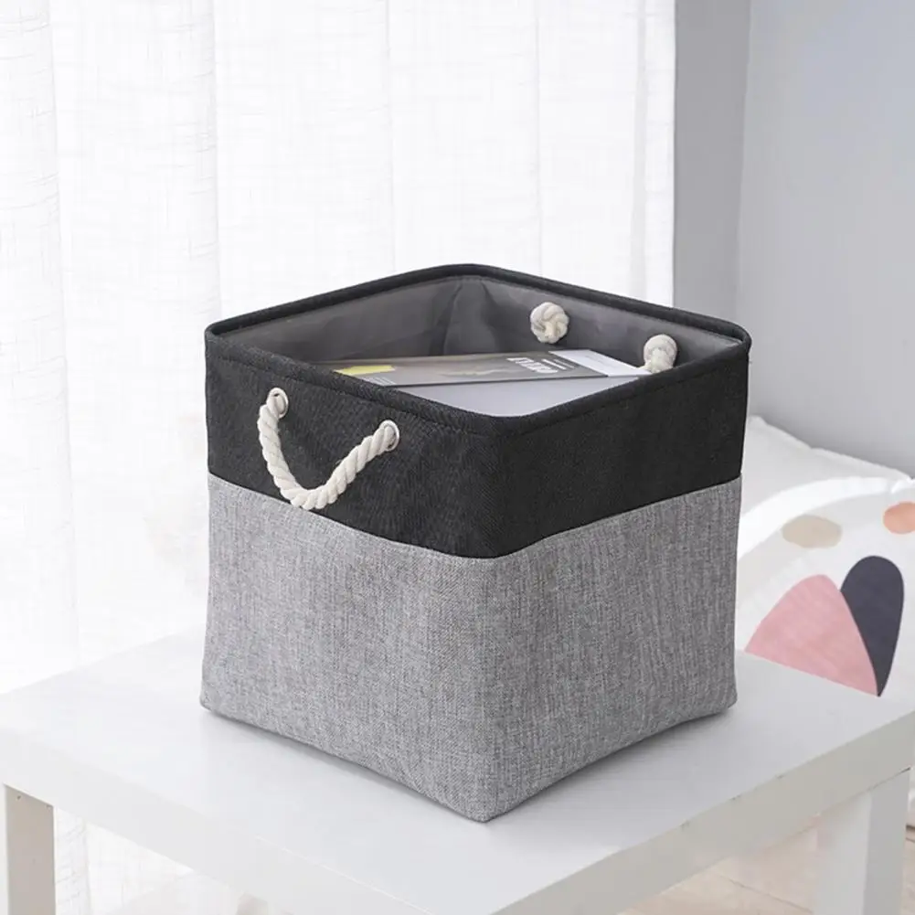 1pc Nordic Flax Storage Basket Living Room Tea Table Black Gray Sundries Storage Basket Cloth Felt Storage Box Bedroom Socks