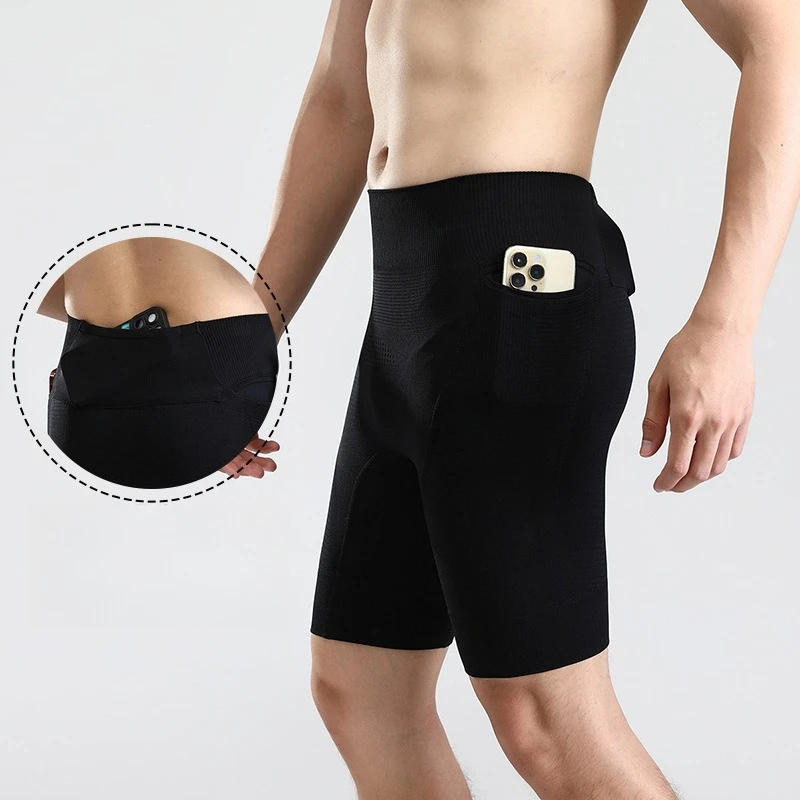 Running Shorts Men's High Waist Seamless Compression Fit Breathable Mesh Extra Cushioning Jogging Trail Running Outdoor Wear