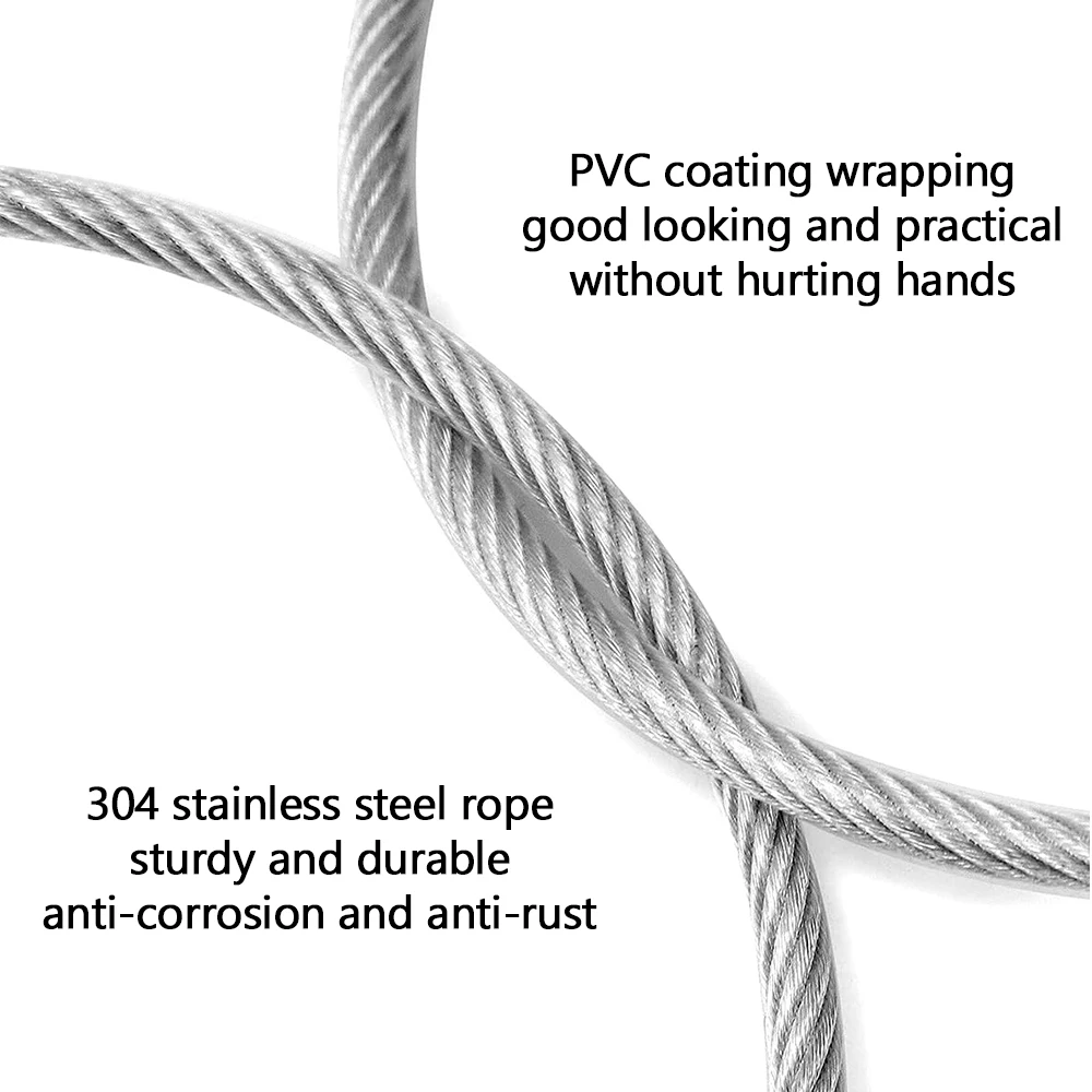 1/2/3/4/5/6mm Transparent PVC Coated Steel Wire Ropes 7X7 7X19 Structure 5/10 Meter Suspension Hanging Line Flexible Soft Cable