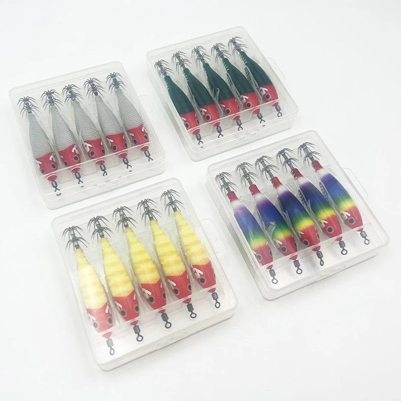 ShareShark 5 Stück/Box Leuchtendes Horizontales Garnelen-Lasermuster Hartköder-Set, geeignet für Meeresangeln auf Tintenfische und Oktopus. – Detail 12