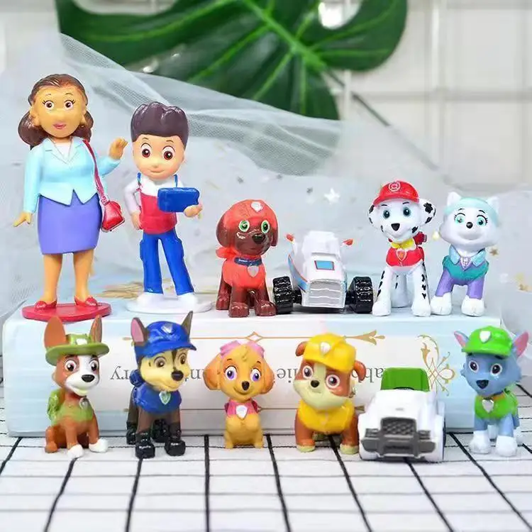 12pcs Paw Patrol 4-10cm Anime Model Doll Rescue Dog Toy Action Figures Pat Patrouille Cartoon Toy PVC Ornaments Children Toy