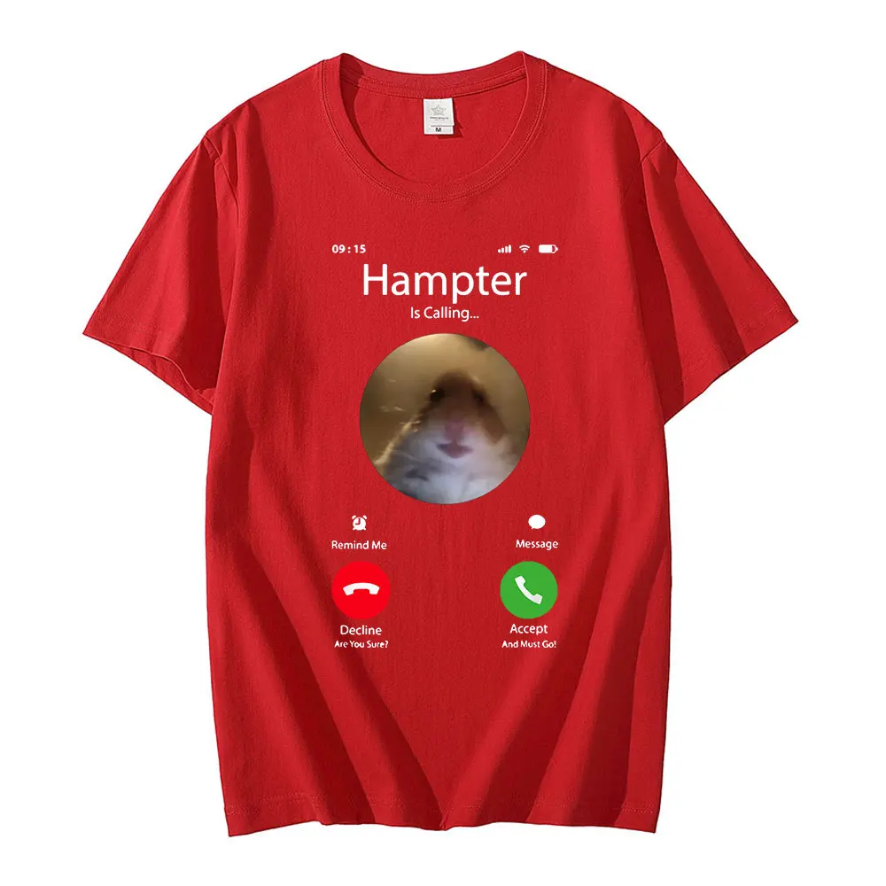 Hamster Staring Front Camera Hampter Calling Meme T Shirt Fashion Short Sleeve T-shirt Oversized Streetwear Unisex Harajuku Tops