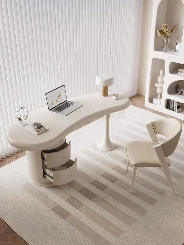 

1184Cream Style Desk Light Luxury Modern Simple Retro Study Shaped Office Computer Desk