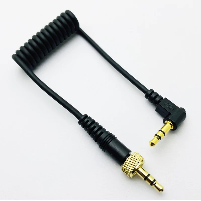 3.5mm Right Angle to 3.5mm Straight Stereo Jack Cable Camera Connect to Sony D11/V1/D21 Sennheiser Wireless Microphone