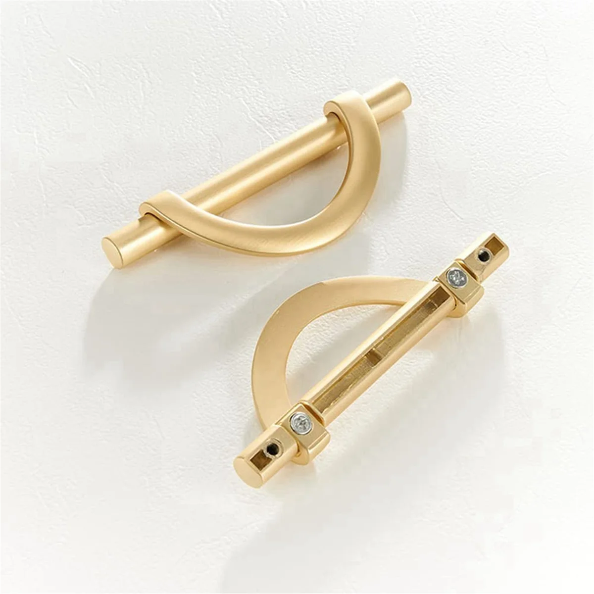 ABFA 2Pcs Gold Cabinet Pulls Drawer Pulls Half Moon Shape Cabinet Pulls Drawer Dresser Handles Kitchen Cupboard Handles B