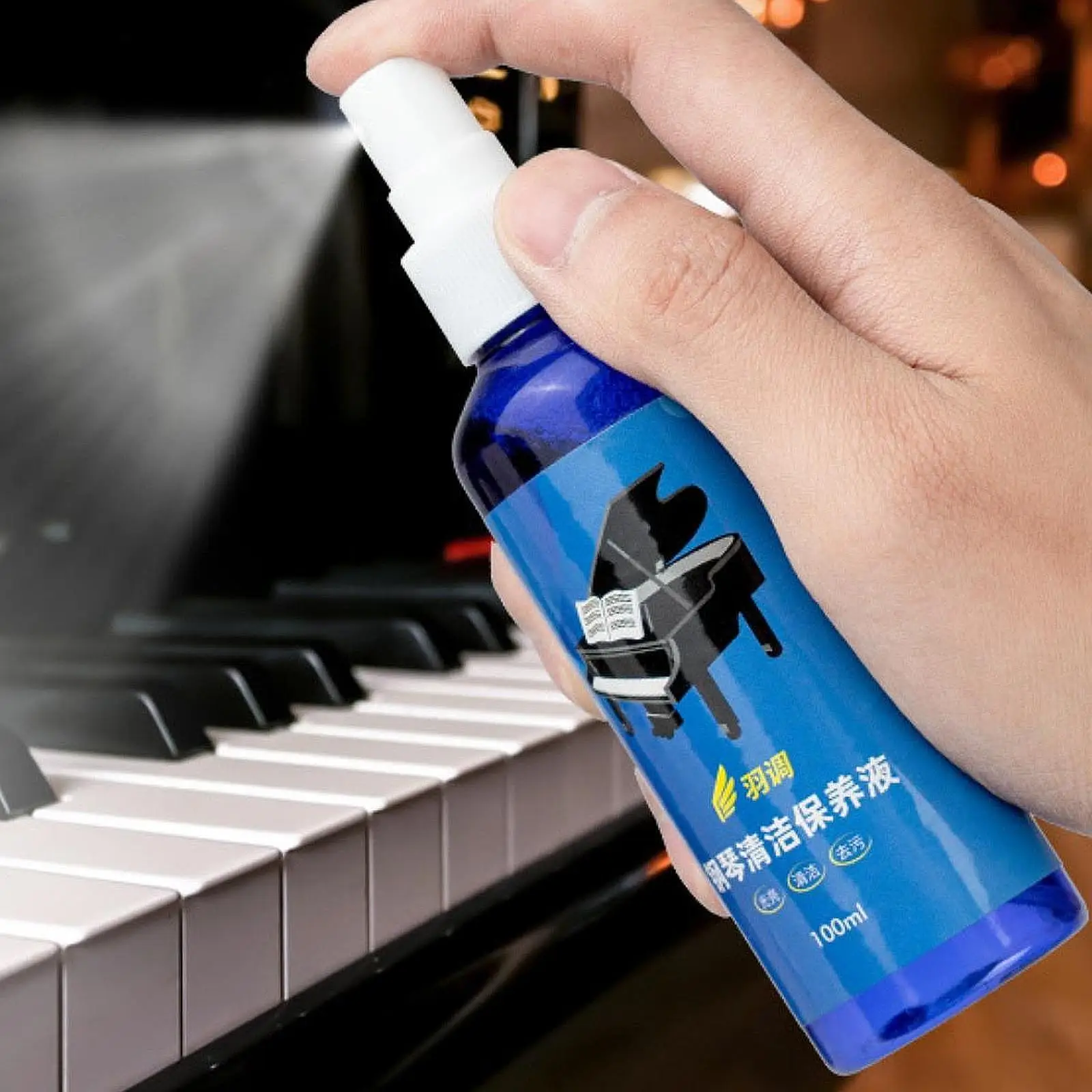 

Piano Cleaner Spray 100ml Cleaning Care Tool High Gloss for Keyboards Pianos
