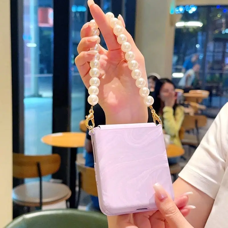 Suitable motorola moto razr 50 60Ultra case Pattern Pearl Bracelet Folding Phone