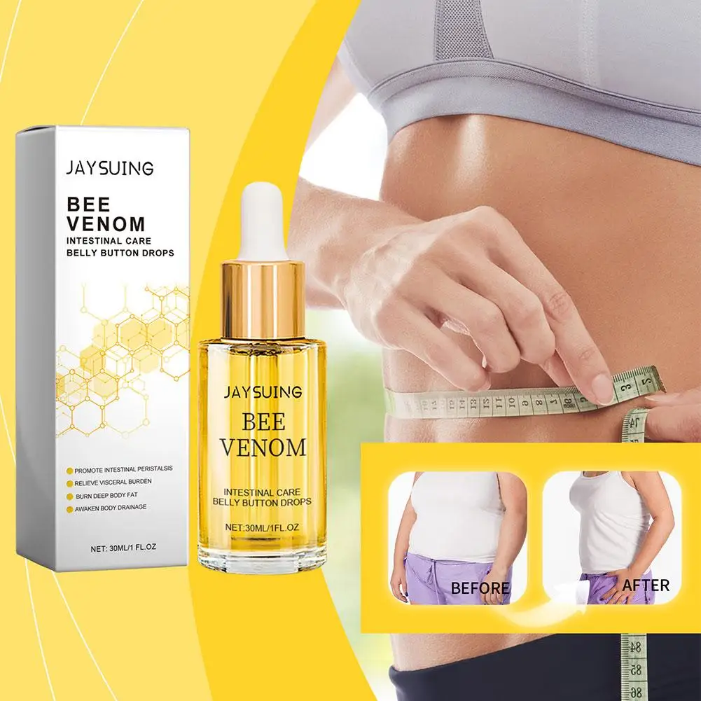 New High-end 30ml Bee Intestinal Detox Belly Button Burning Firming Curves Drops Tightening Massage Tummy Essence Body Fat R5S2