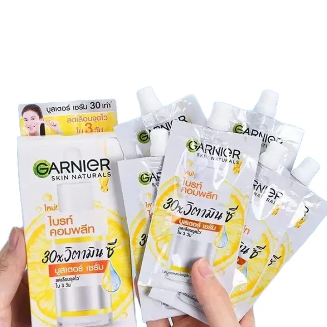 سيروم تفتيح النياسيناميد فيتامين C لتبييض الوجه وترطيبها، 1 صندوق 6 أكياس