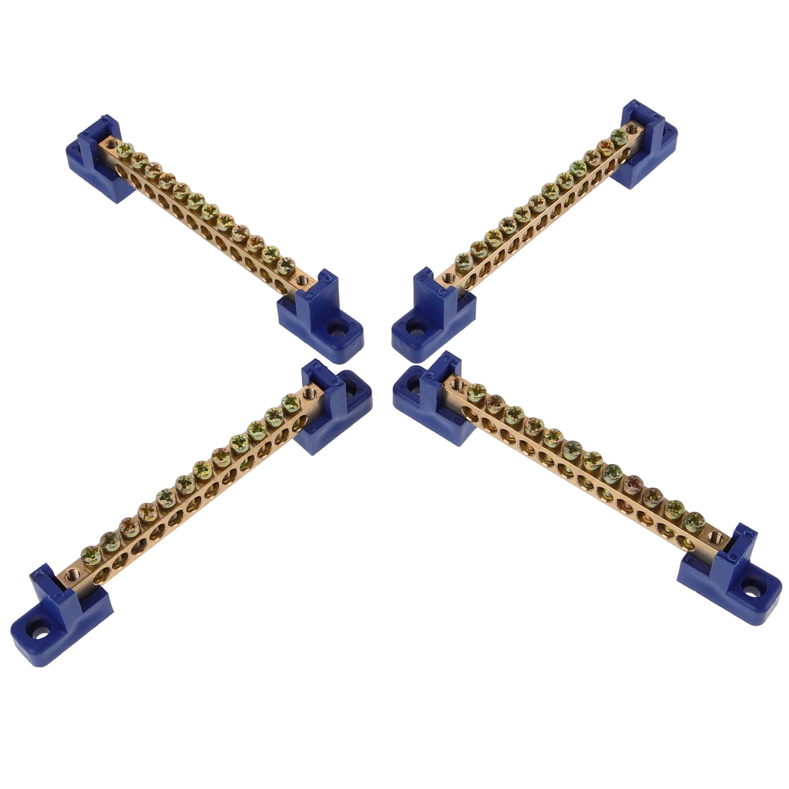 

4PCS Copper Terminal Block Heavy Duty Electrical Ground Bus Bar Kit for Car 4 Holes Distribution Cabinets Power Equipment