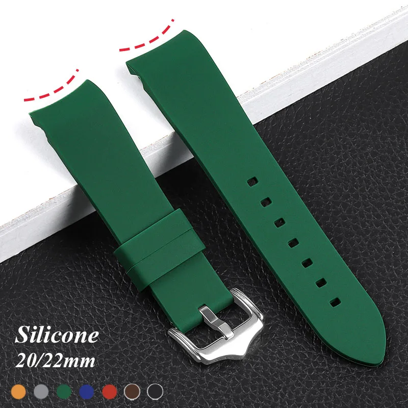 Silicone Strap for Swatch 20mm 22mm Curved End Arc Rubber Watch Band for Rolex Sport Waterproof Bracelet Universal Replace Belt