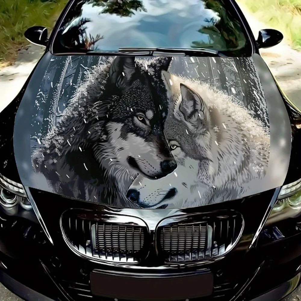 

Realistic Double Wolf Car Hood Sticker - Strong PVC Material, Waterproof and Scratch-resistant, Adding Wild Charm To The Car, Mo