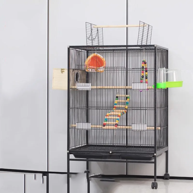 Black Outdoor Bird Cages Balcony Animal Feeder Travel Carrier Budgie Bird Cages Hamster Gaiola Para Calopsita Cage Decoration