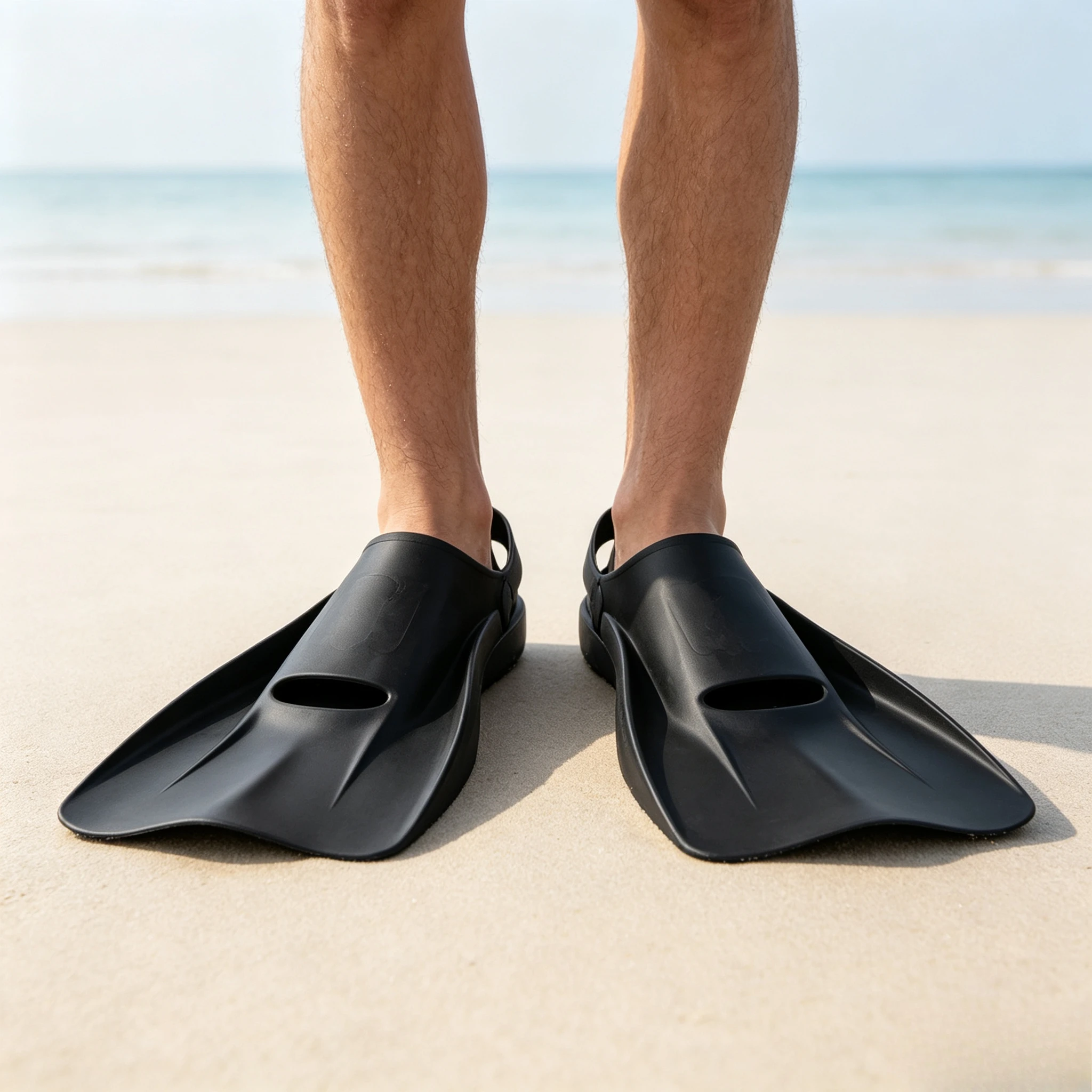 Adult Short Swim Training Fins, Premium Silicone Short Flippers, Snug Secure Fit Lightweight Footwear for Beach Kayak SUP Paddle