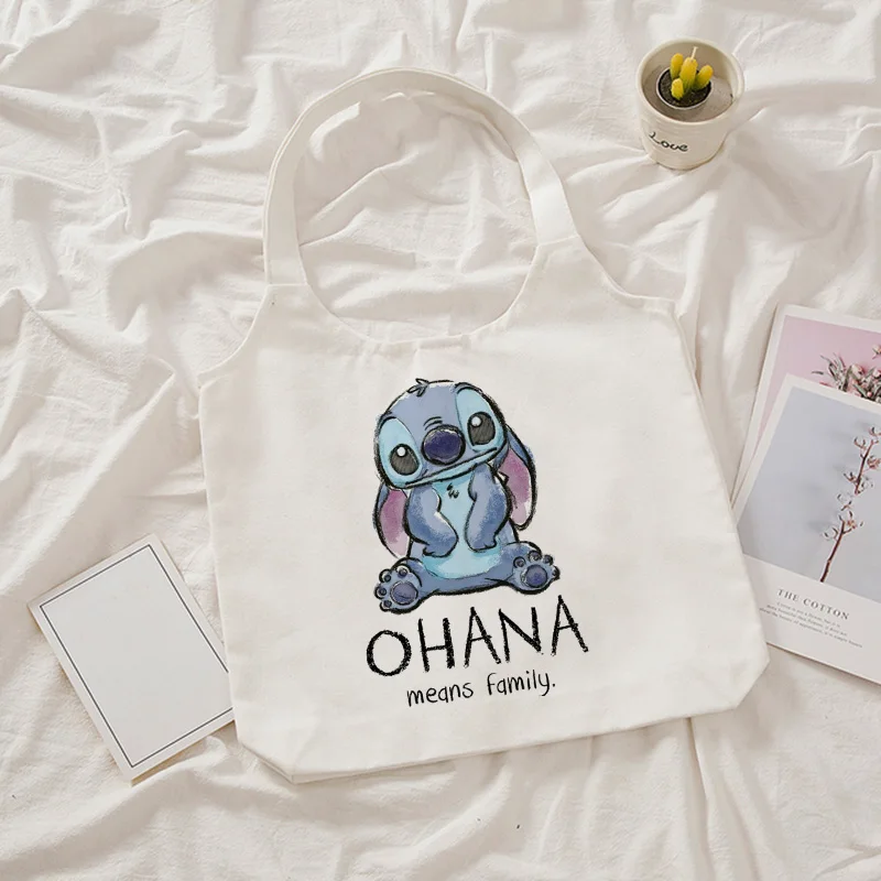 Harajuku Disney Stitch Tote Bag Shopper borsa a tracolla in tela Eco Lilo e Stitch Shopping Bag donna Tote femminile