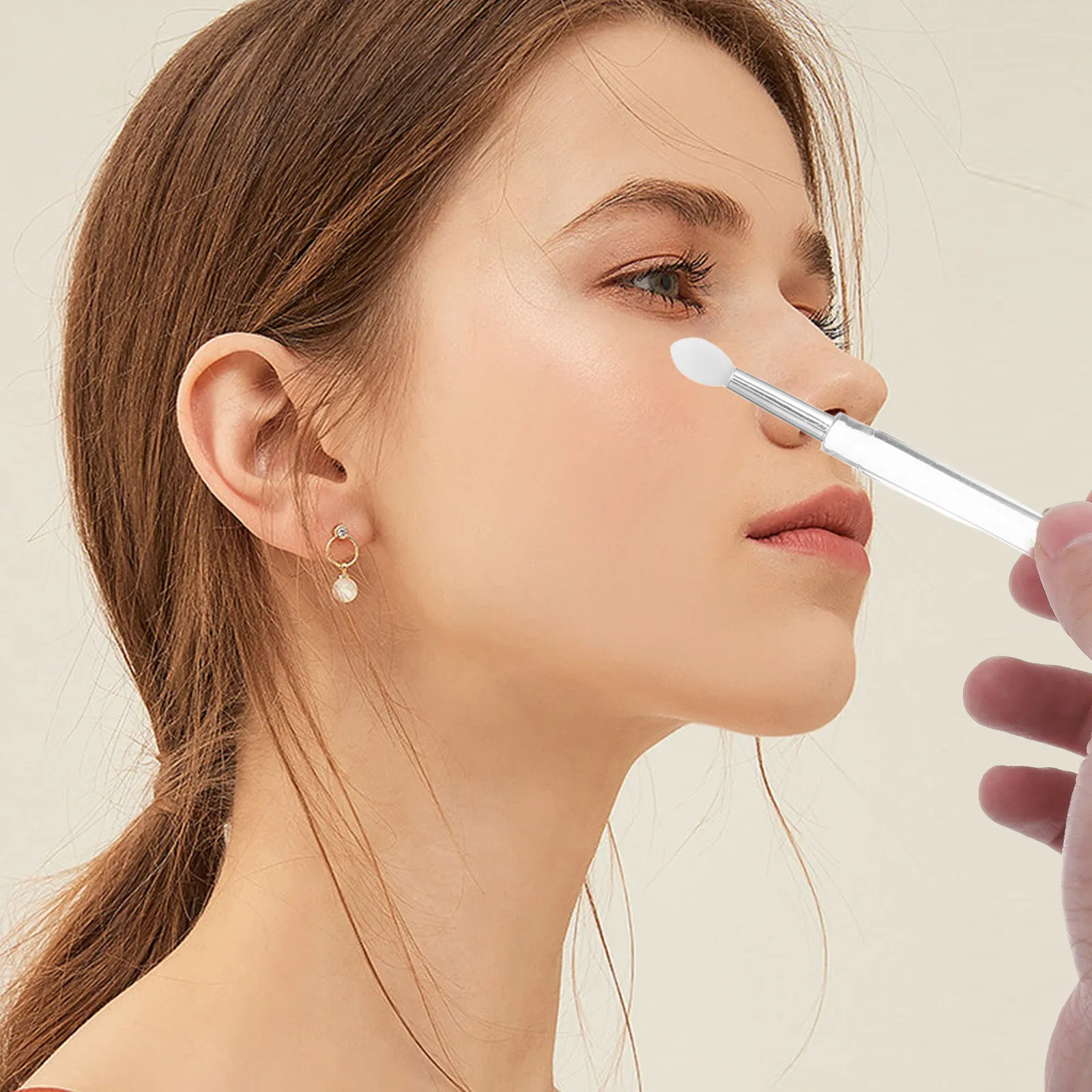 5 uds mango transparente cepillo de cabeza redonda aplicador de silicona suave para brillo de labios colorete sombra de ojos herramienta de maquillaje portátil